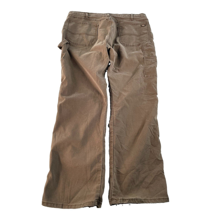 Men's Dickies FLEX Regular Fit Brown Canvas Carpenter Work Pants SIZE 40X32