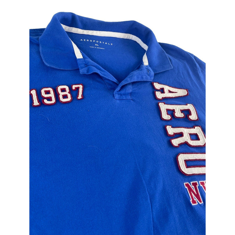 Mens Aeropostale Blue "1987 AERO NYC" Graphic Polo Shirt Size XL