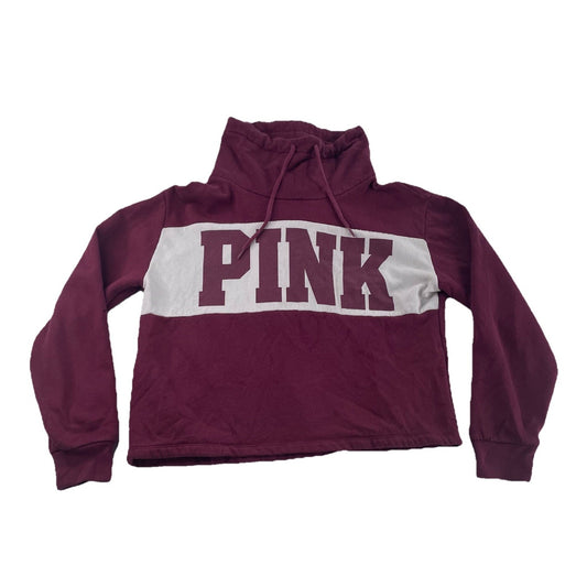 Womens PINK Victoia Secret Maroon, Funnel Neck Pullover Sweatshirt Size XS