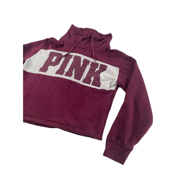 Womens PINK Victoia Secret Maroon, Funnel Neck Pullover Sweatshirt Size XS