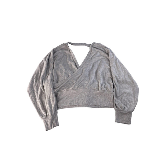 Womens Express Gray Crossbody Deep V Neck Blouse Size XL