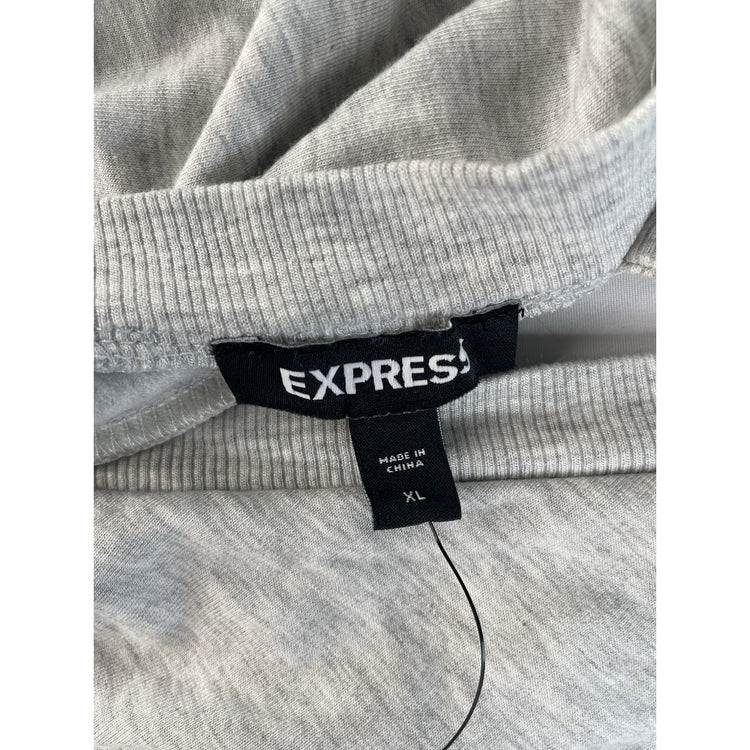 Womens Express Gray Crossbody Deep V Neck Blouse Size XL
