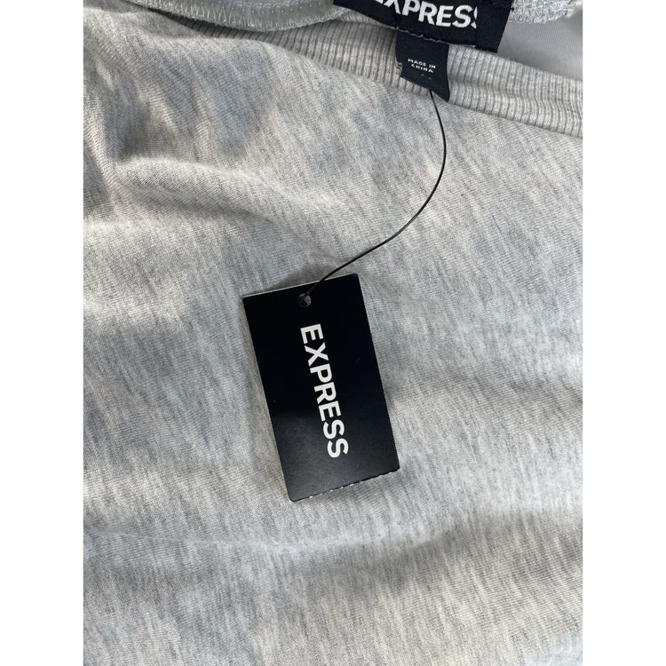 Womens Express Gray Crossbody Deep V Neck Blouse Size XL
