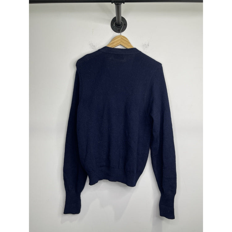 Adult VTG Jefflamb Wool Blend Cardigan Knit Button Up Navy Blue Sz M