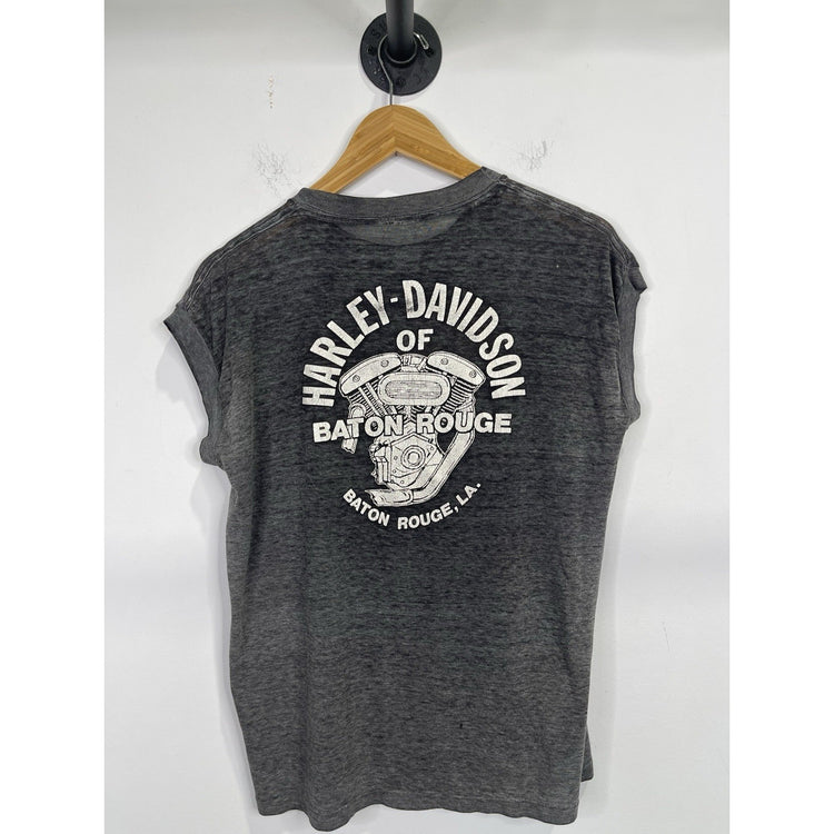 Rare Vintage 3D Emblem Harley Davidson Eagle Sleeveless Black 50/50 T-Shirt M/S