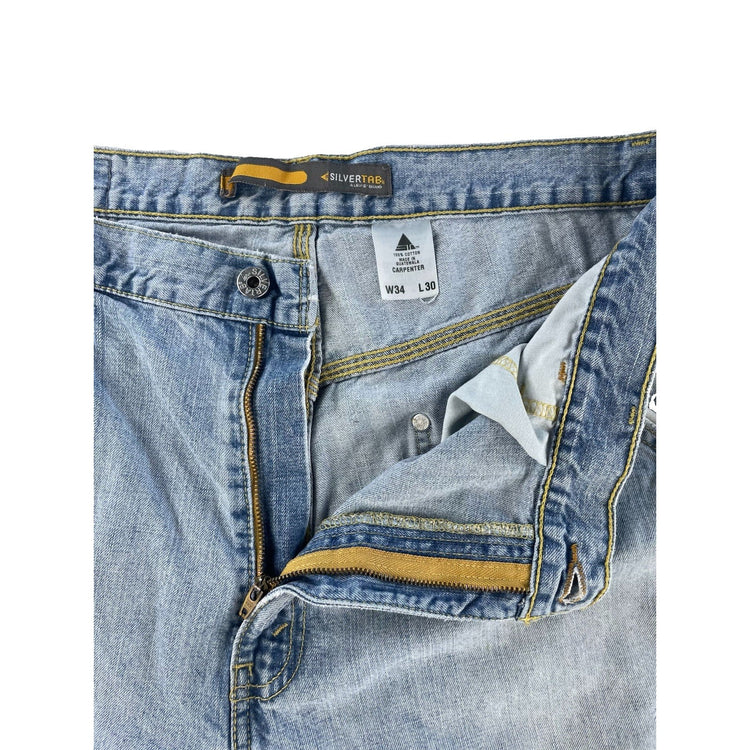 Mens Vintage Levis SilverTab Carpenter LightWash Denim Blue Jeans Size 34 x 30