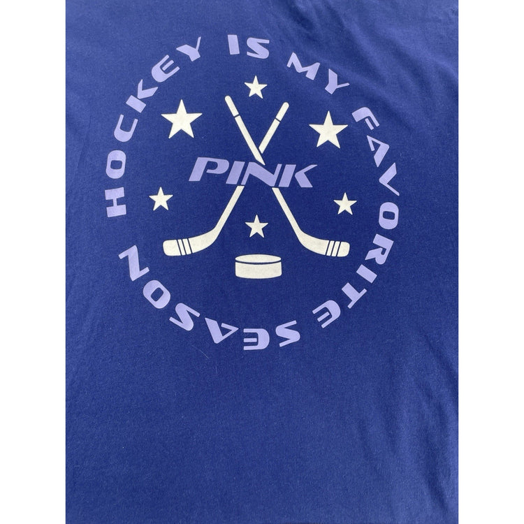 Womens Victoria’s Secret PINK Navy Blue ‘Goal!’ Hockey Shirt Size Large