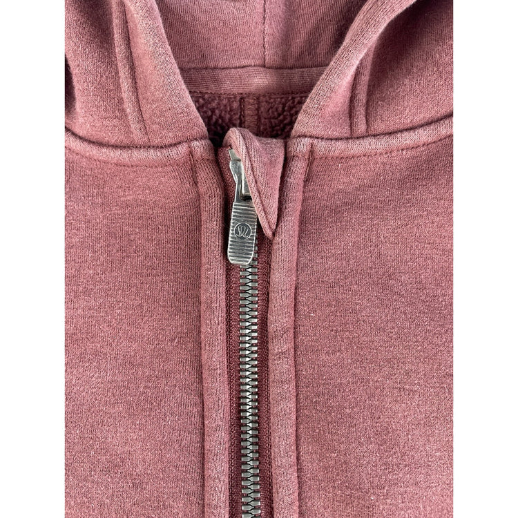 Womens Lululemon Maroon Plum Cropped Scuba Full Zip Hoodie SIZE 10