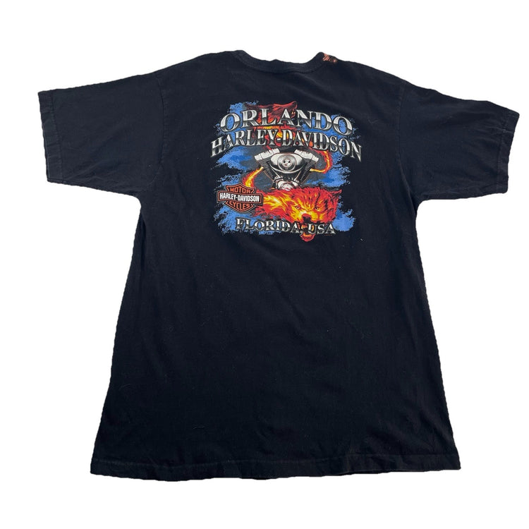 Mens Harley Davidson Motorcycle Basic Black Orlando FL, USA T-Shirt Size 2Xl