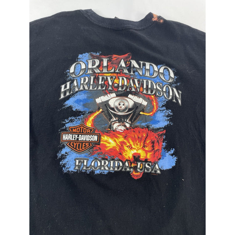 Mens Harley Davidson Motorcycle Basic Black Orlando FL, USA T-Shirt Size 2Xl