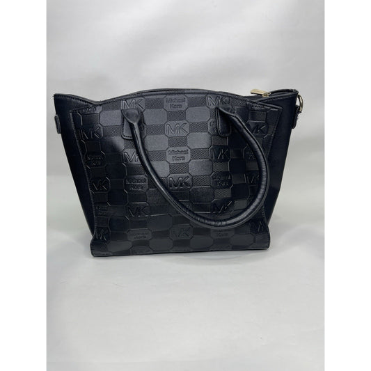 Women’s Michael Kors Jet Black And Gold Monogram Carry-all Purse