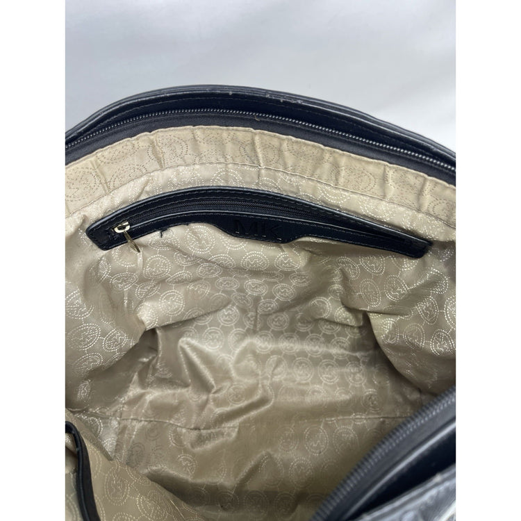 Women’s Michael Kors Jet Black And Gold Monogram Carry-all Purse