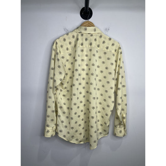 Adult Vintage Desica Knits Yellow Print Button Up Sz 17-34