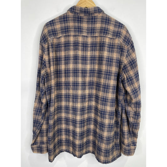 Men’s Patagonia Brown Flannel Button-Up Shirt Plaid Organic Cotton Retro Sz XL