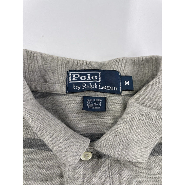 Mens Ralph Lauren Size Medium Grey Striped Polo