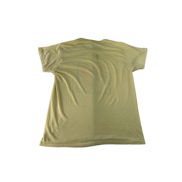 Unisex Distressed Vintage Club Florida Palm Tree Beach Graphic Yellow T-Shirt