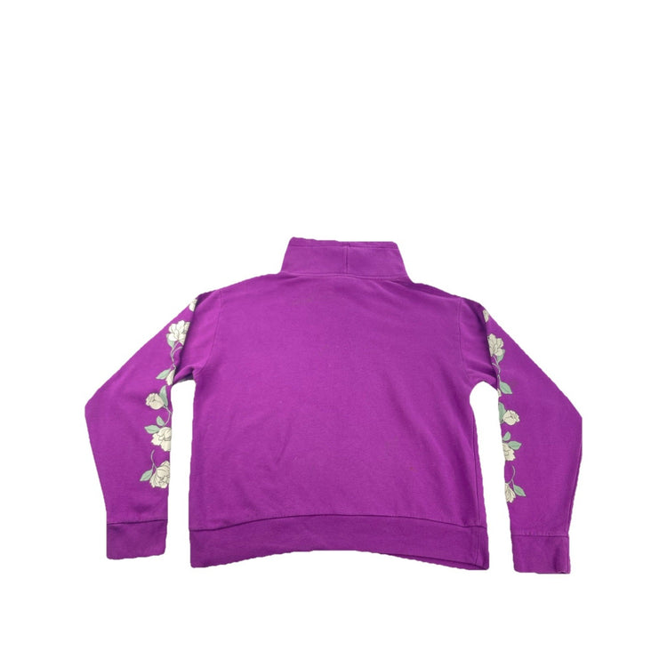 Womens Victoria Secret Purple Floral Sleeve Funnel Neckline Sweatshirt Size S