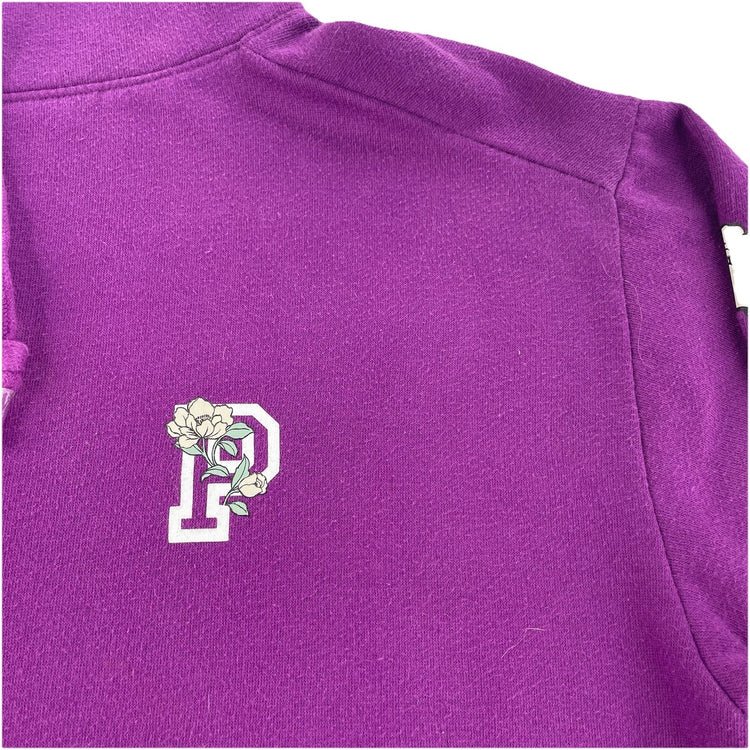 Womens Victoria Secret Purple Floral Sleeve Funnel Neckline Sweatshirt Size S