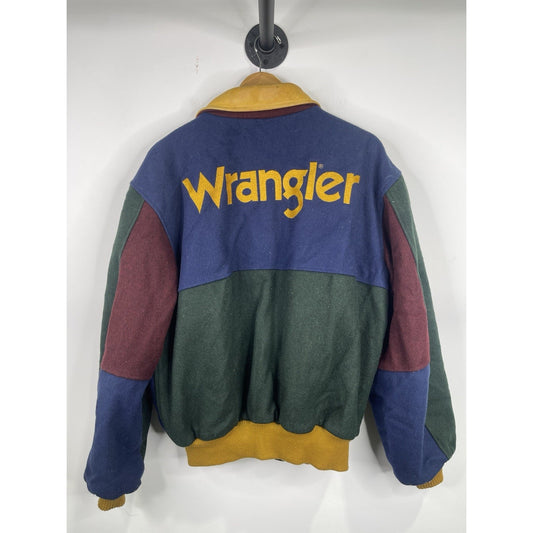 90’s Vintage Color Block Wrangler Wool Blend Varsity Bomber Jacket Size XL