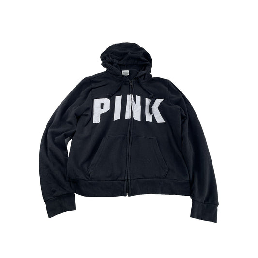Womens Victoria’s Secret PINK Black Zip Up Jacket Size Medium
