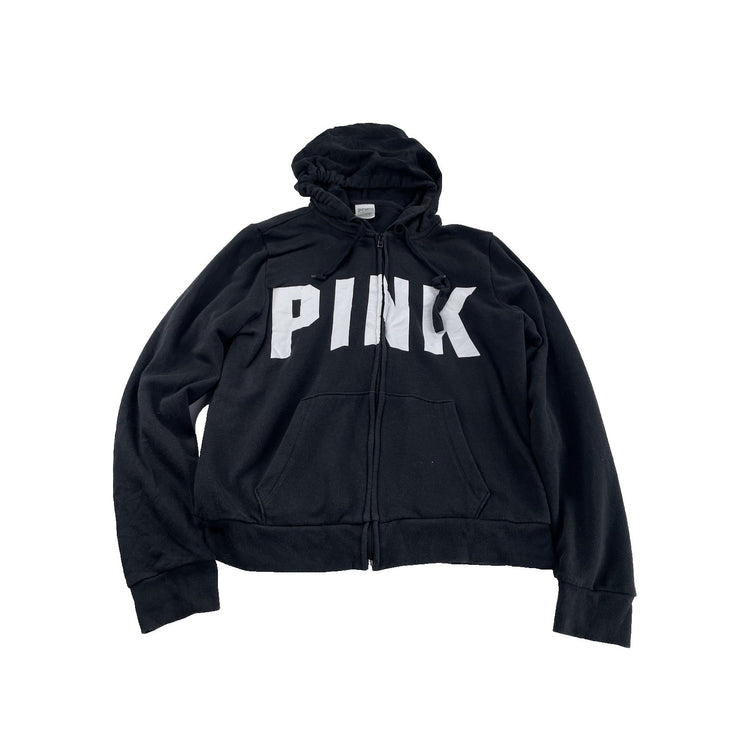 Womens Victoria’s Secret PINK Black Zip Up Jacket Size Medium