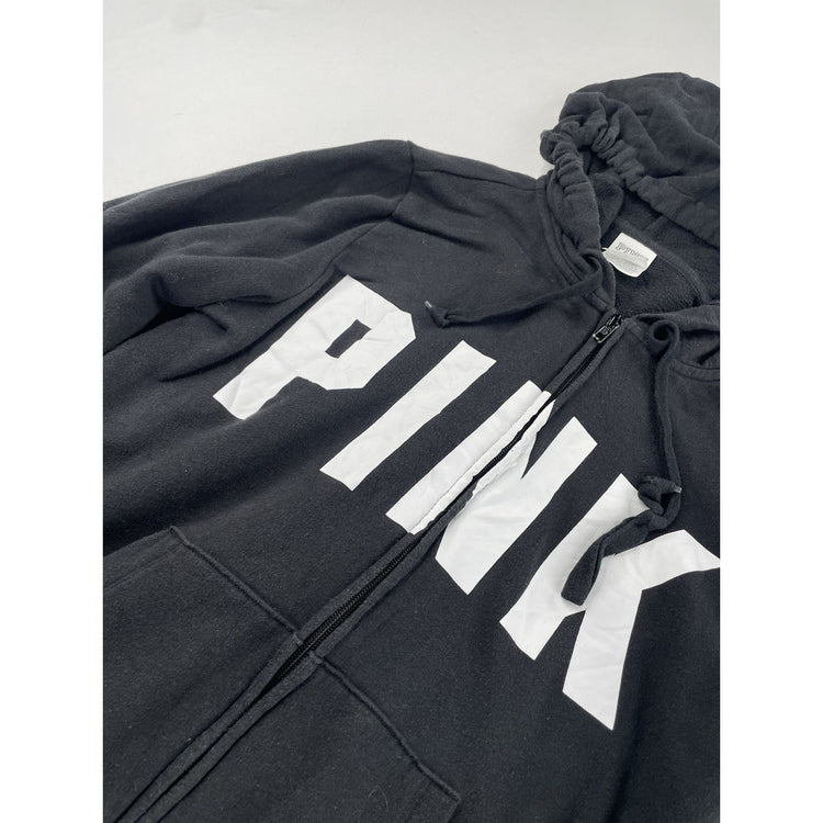 Womens Victoria’s Secret PINK Black Zip Up Jacket Size Medium
