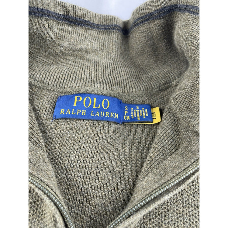Mens Polo Ralph Lauren Size Small Green Knitted Zip Up