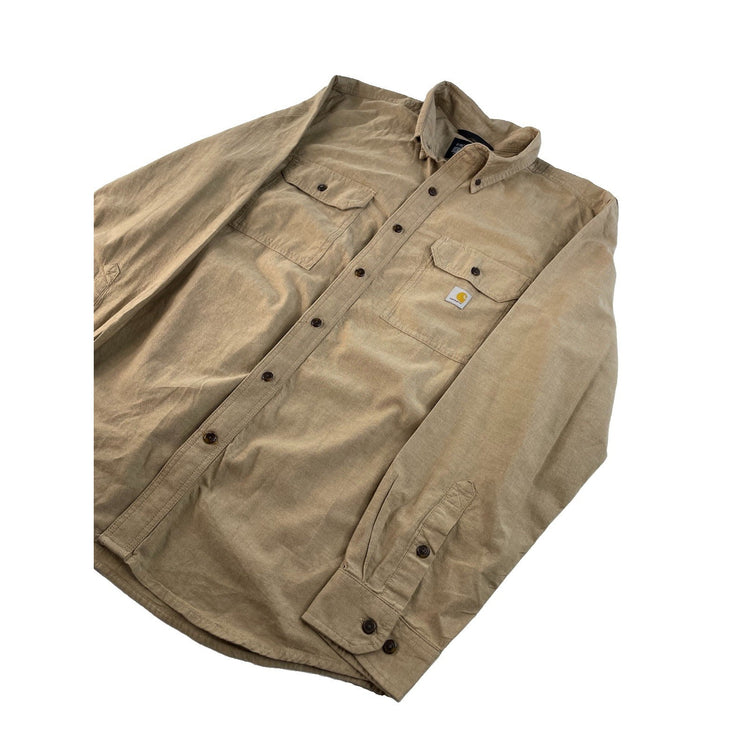Men's Carhartt Loose Fit Long Sleeve Button-Down Shirt Tan Size L