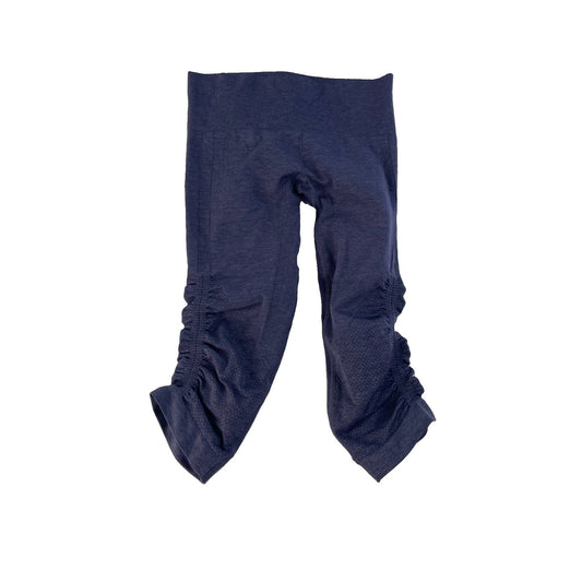 Women Lululemon Seamless Athletic Crop Leggings Blue Heathered Ruched Side Size6