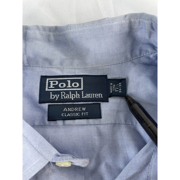 Men’s Polo Ralph Lauren Light Blue Andrew Classic Fit Button Down Size 17 34/35