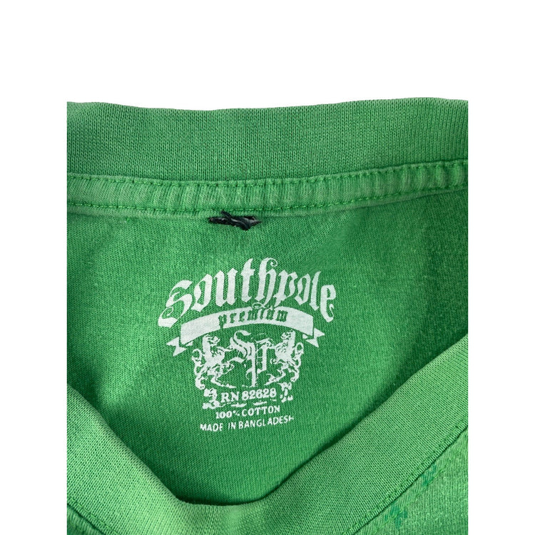 Mens Southpole Premium Green Tribal Wing Gothic Y2K Skater Graphic Tee Size S