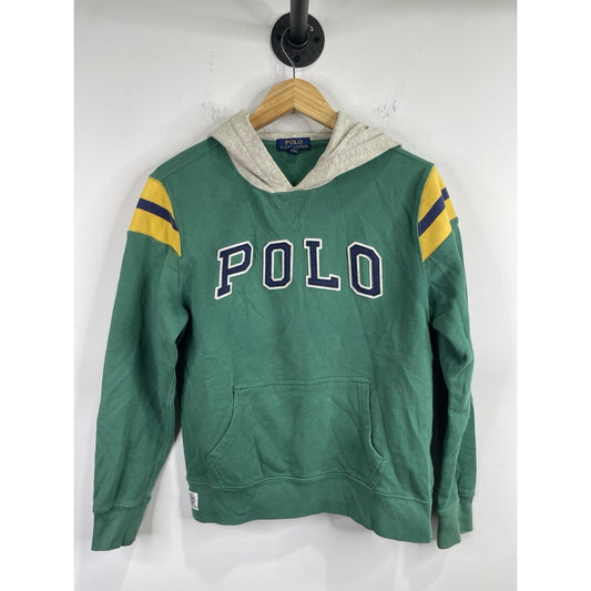 Polo Ralph Lauren Green Hoodie with Yellow Stripe Accents Size Youth L 14/16