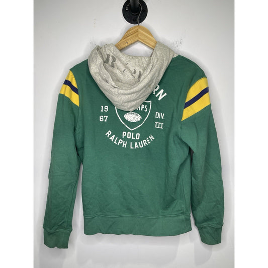 Polo Ralph Lauren Green Hoodie with Yellow Stripe Accents Size Youth L 14/16