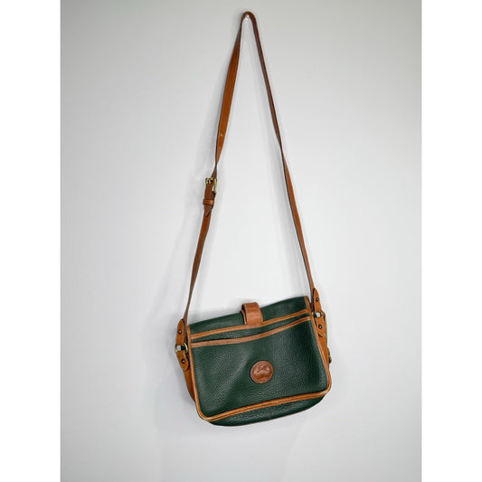 Vintage 90s Dooney & Bourke Forest Green Leather Equestrian Crossbody Bag