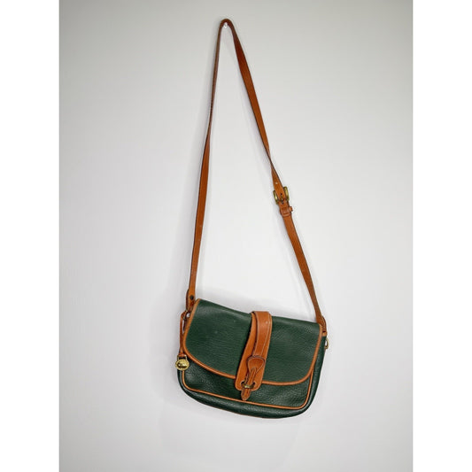 Vintage 90s Dooney & Bourke Forest Green Leather Equestrian Crossbody Bag