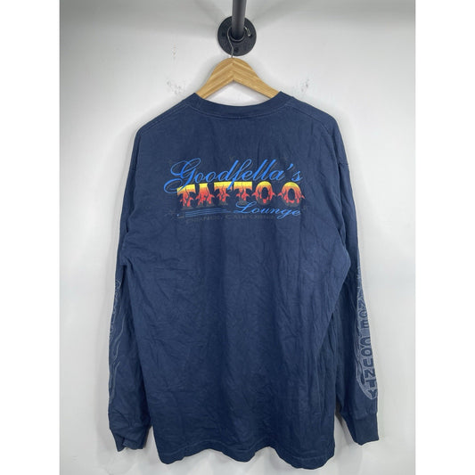 Vintage Goodfella’s Tattoo Lounge Orange County Blue Long Sleeve T-shirt Sz XL