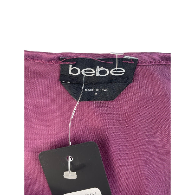 Women's Bebe Purple Satin Cowl Neck Slip Dress Size M