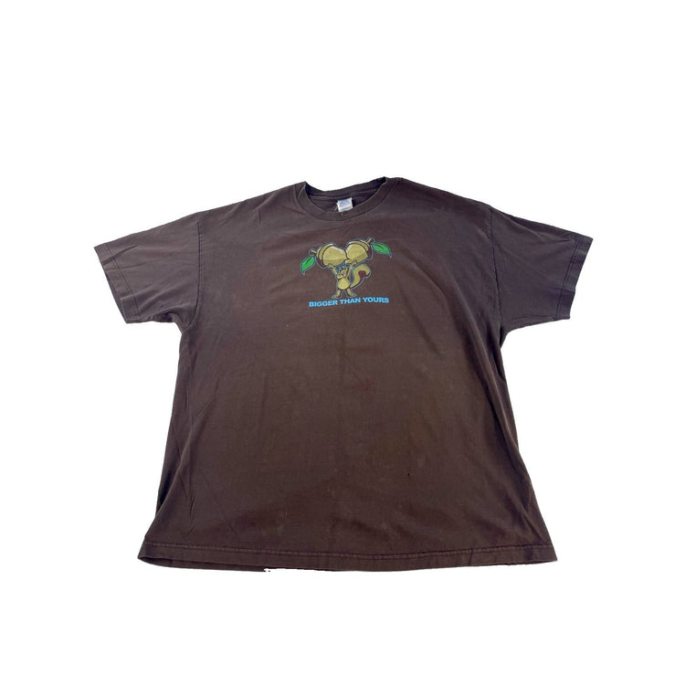 Mens Y2K AAA Alstyle Brown Bigger Than Yours Squirrel Acorn Humor Tee SIZE 2XL