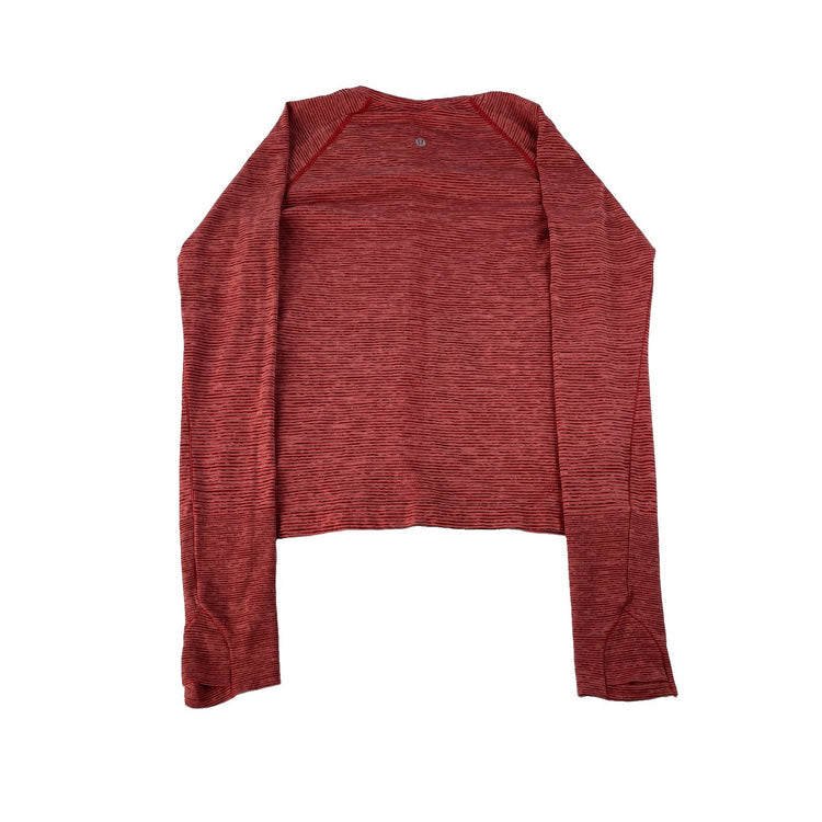 Women's Lululemon Athletica Red & Black Striped Long Sleeve Shirt Size 10