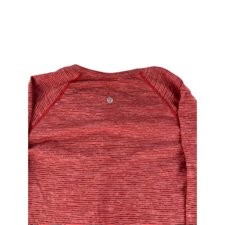 Women's Lululemon Athletica Red & Black Striped Long Sleeve Shirt Size 10