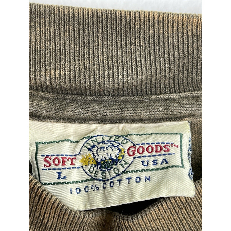 Vintage Peace Pipe Buffalo Tee Brown Size L Single Stitch T-Shirt Distressed