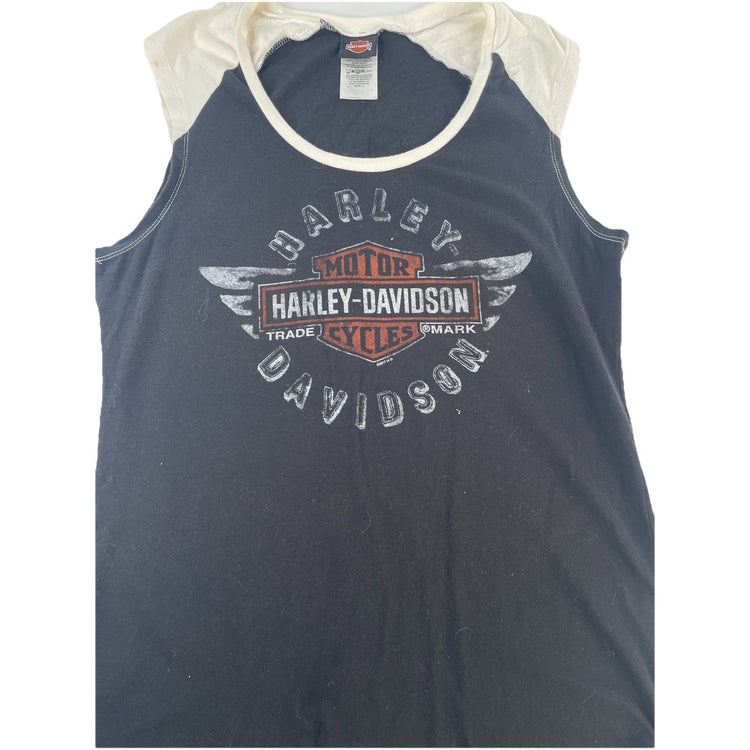 Mens Harley Davidson Motorcycle Black&White Tank Top Size L