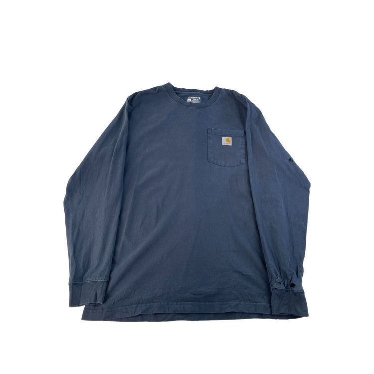Mens Carhartt Loose Fit LongSleeve Solid Navy Blue Shirt Size M