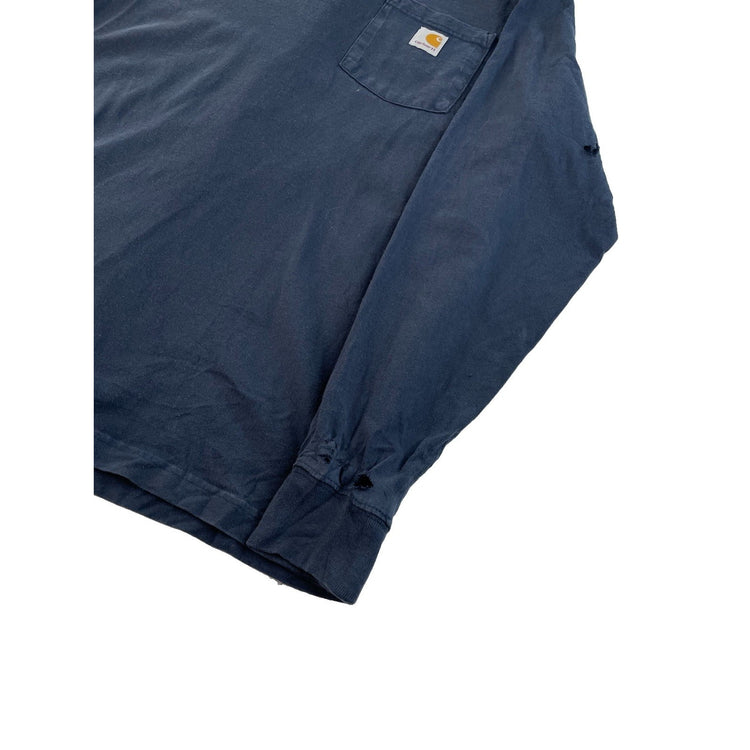 Mens Carhartt Loose Fit LongSleeve Solid Navy Blue Shirt Size M