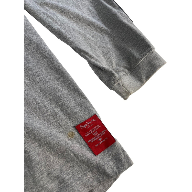 Mens Pepe Jeans London Classic Long Sleeve Graphic Print Grey T-Shirt Size 2XL