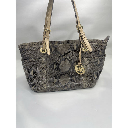 Gray Michael Kors Womens Python Jet Exotic Travel Shoulder Bag