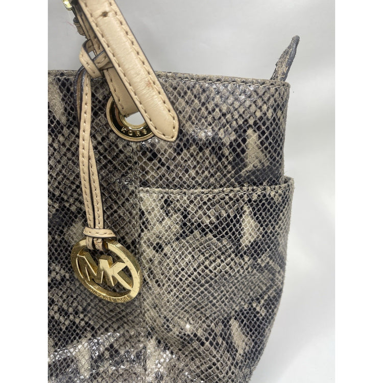 Gray Michael Kors Womens Python Jet Exotic Travel Shoulder Bag