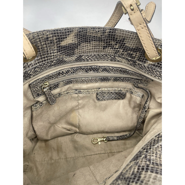 Gray Michael Kors Womens Python Jet Exotic Travel Shoulder Bag