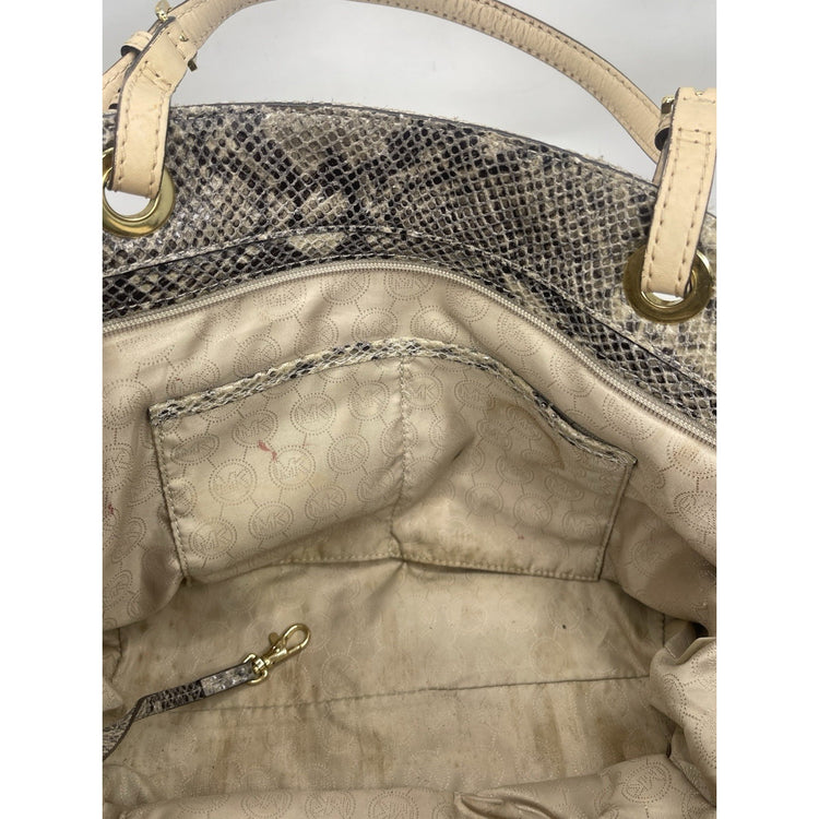 Gray Michael Kors Womens Python Jet Exotic Travel Shoulder Bag