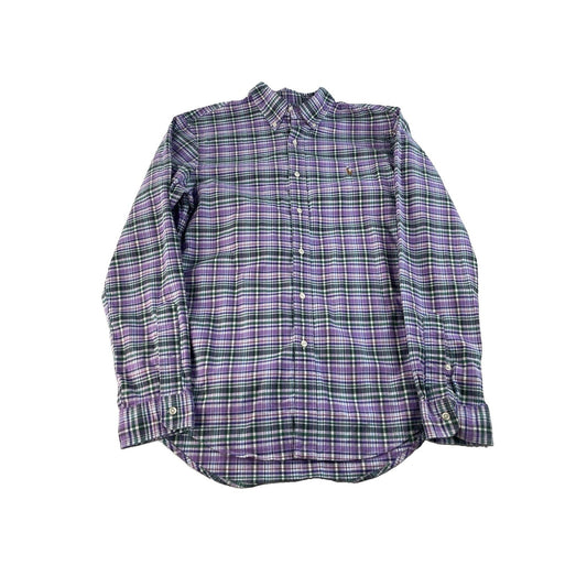 Mens Polo Ralph Lauren Purple & Green Plaid Slim Fit Button Down Shirt Size M